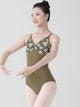 Strap V-neck Floral Print  Backless High Crotch Ballet Dance Leotard - Dorabear