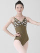 Strap V-neck Floral Print  Backless High Crotch Ballet Dance Leotard - Dorabear