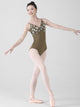 Strap V-neck Floral Print  Backless High Crotch Ballet Dance Leotard - Dorabear