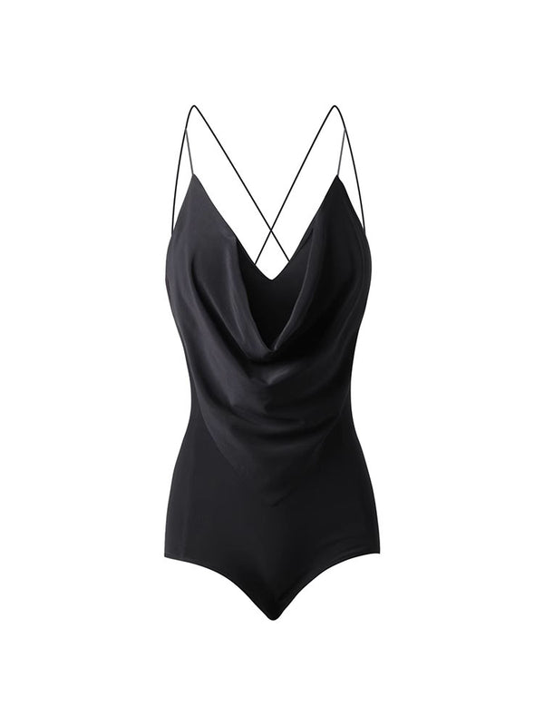 Suspended Belt Swing Collar Backless Latin Dance Leotard Training Clothes - Dorabear