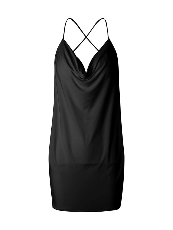 Swing Collar Dress Open Back Slit Latin Dance Training Clothes - Dorabear