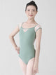 Tank Top Square Neck Lace Backless High Crotch Leotard Ballet Training Clothes - Dorabear