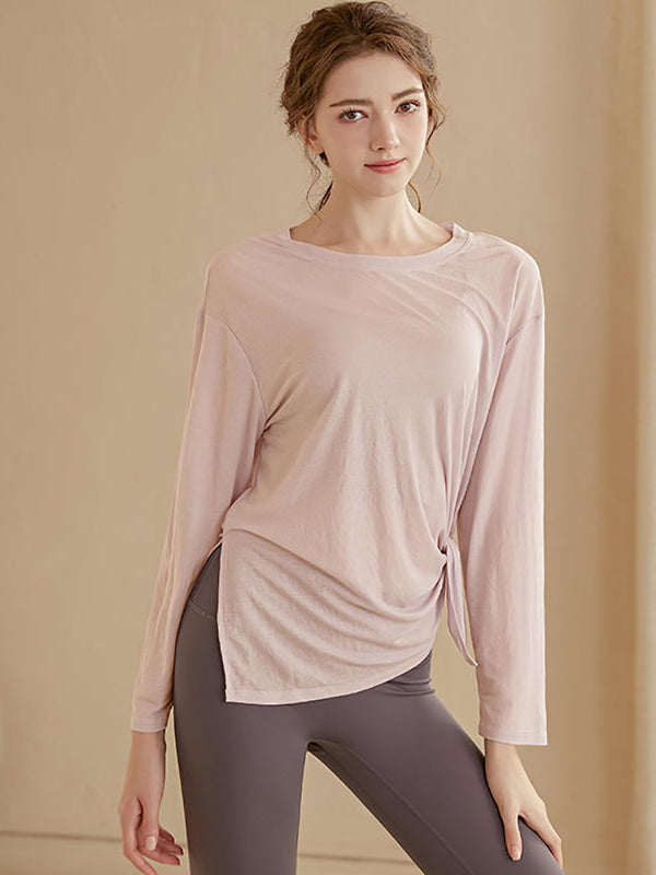 Thin Yoga Suit Cover Up Women's Quick Drying Loose Sports Top Long Sleeved T-shirt Fitness Wear - Dorabear - The Dancewear Store Online 
