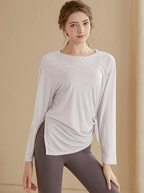 Thin Yoga Suit Cover Up Women's Quick Drying Loose Sports Top Long Sleeved T-shirt Fitness Wear - Dorabear - The Dancewear Store Online 
