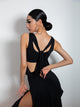 Vest Style Sleeveless Vertical Hem Lace Up Latin Dance Dress - Dorabear