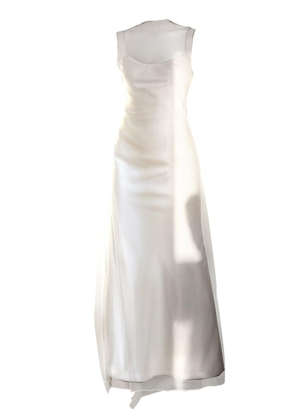 Women's White Two Piece Prom Dress Gauze Temperament Performance Formal Dress - Dorabear - The Dancewear Store Online 
