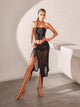 Heavy Industry Tassel Wrap Design Strap Adjustable Latin Dance Skirt - Dorabear