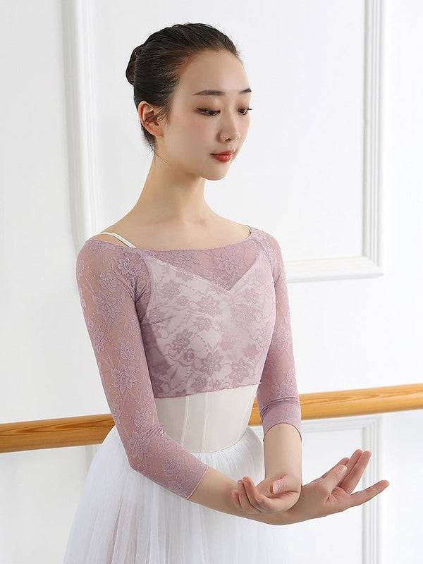 Ballet Practice Gauze Summer Top with Short Neckline and Net Gauze - Dorabear