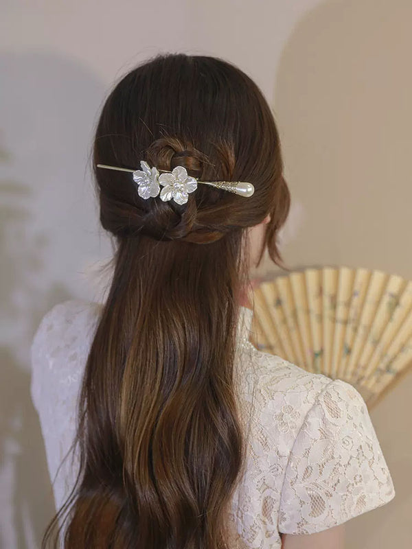 Alloy Shell Flower Magnolia Hairpin Coiled Headdress Simple Hair Accessories - Dorabear