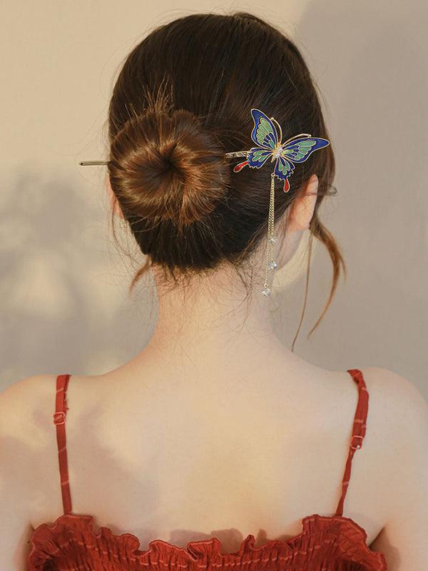 Ancient Style Butterfly Step Shaking Hairpin Bunl Head Coiled Hair Alloy Hair Accessories - Dorabear