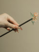 Ancient Style Cheongsam Headdress Glass Flower Wooden Hairpin Oriental Elements Hair Accessories - Dorabear