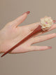 Antique Camellia Hairpin Oriental Element Headdress Retro Dried Flowers Wood Hair Accessories - Dorabear