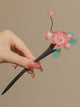 Antique Hand-wrapped Wooden Hairpin Lotus Design Oriental Element Cheongsam Hair Accessories - Dorabear