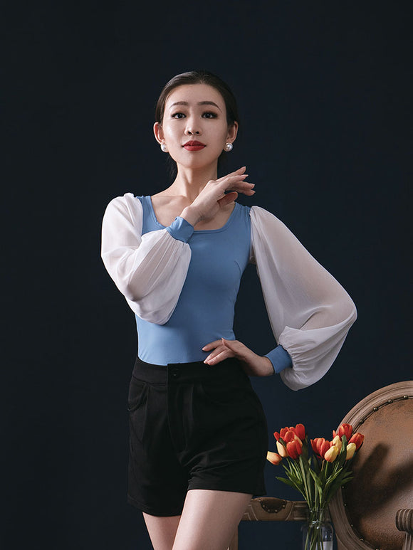 Autumn Ballet Square Neck Long Sleeved Top Practice Clothes - Dorabear