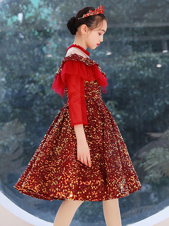 Autumn/Winter Evening Dress Princess Dress Long Sleeve Western-style Performance Costume - Dorabear