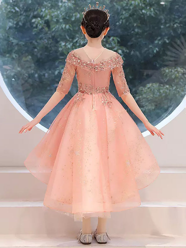 Autumn/Winter Evening Gown Birthday Princess Dress Flower Girls Wedding Dress Performance Dress - Dorabear