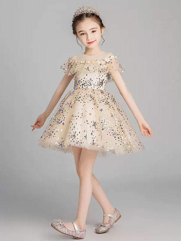 Autumn/Winter Evening Gown High end Piano Performance Costume Flower Girl Princess Dress - Dorabear