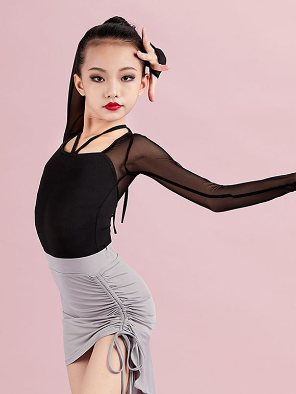 Autumn/Winter Gauze Long-sleeved Suit Latin Dance Practice Clothes - Dorabear