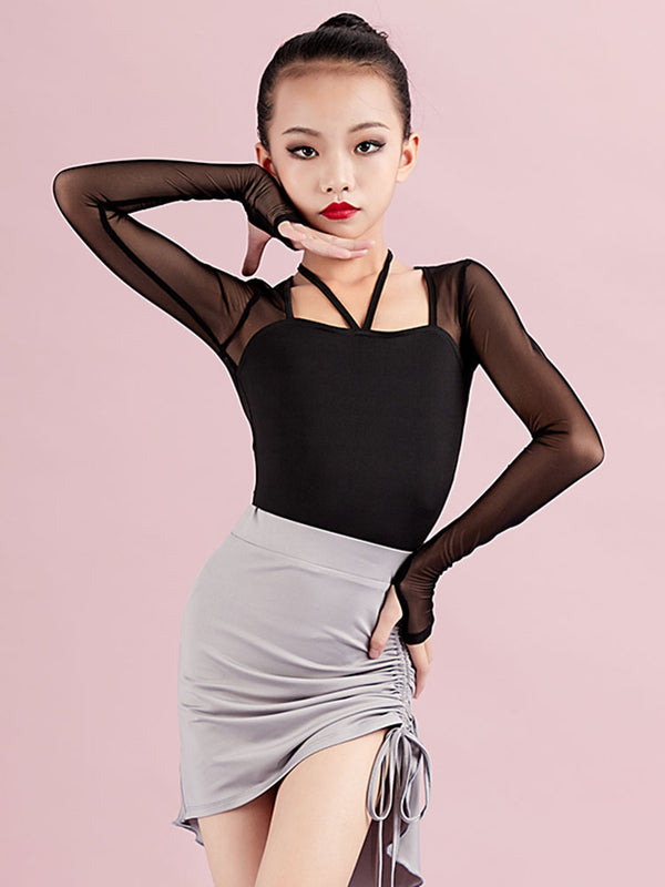 Autumn/Winter Gauze Long-sleeved Suit Latin Dance Practice Clothes - Dorabear