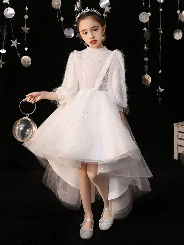 Autumn/Winter Girl Princess Dress Puffy Evening Gown High-end Piano Performance Costume - Dorabear