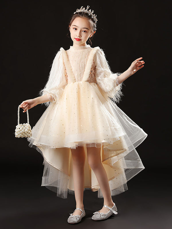 Autumn/Winter Girl Princess Dress Puffy Evening Gown High-end Piano Performance Costume - Dorabear