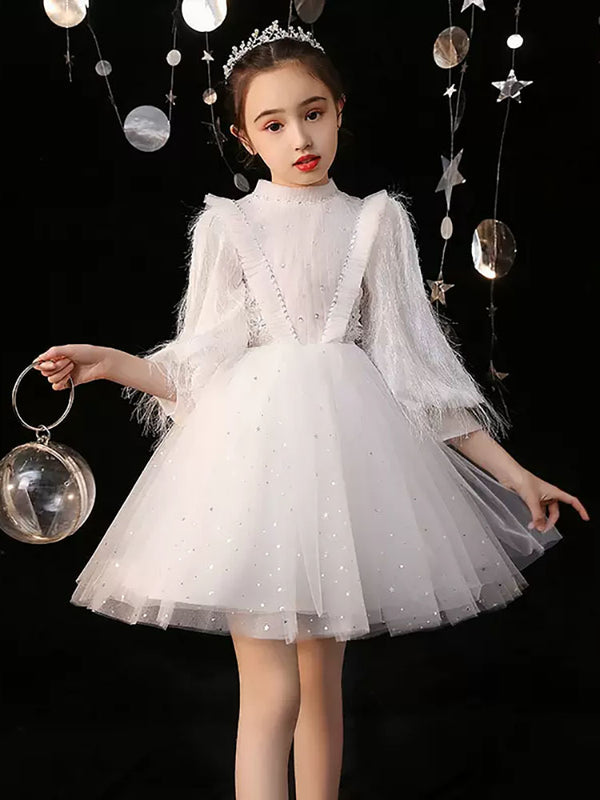 Autumn/Winter Girl Princess Dress Puffy Evening Gown High-end Piano Performance Costume - Dorabear