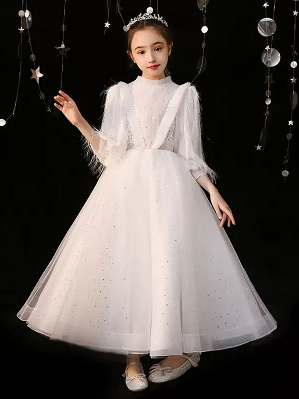 Autumn/Winter Girl Princess Dress Puffy Evening Gown High-end Piano Performance Costume - Dorabear