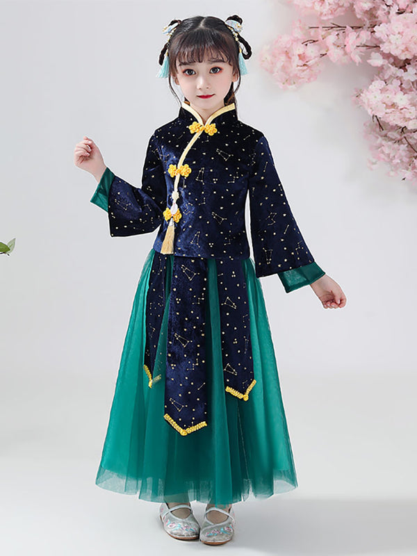 Autumn/Winter Girl's National Style Han Costume Thickened Long Sleeved Tang Suit - Dorabear