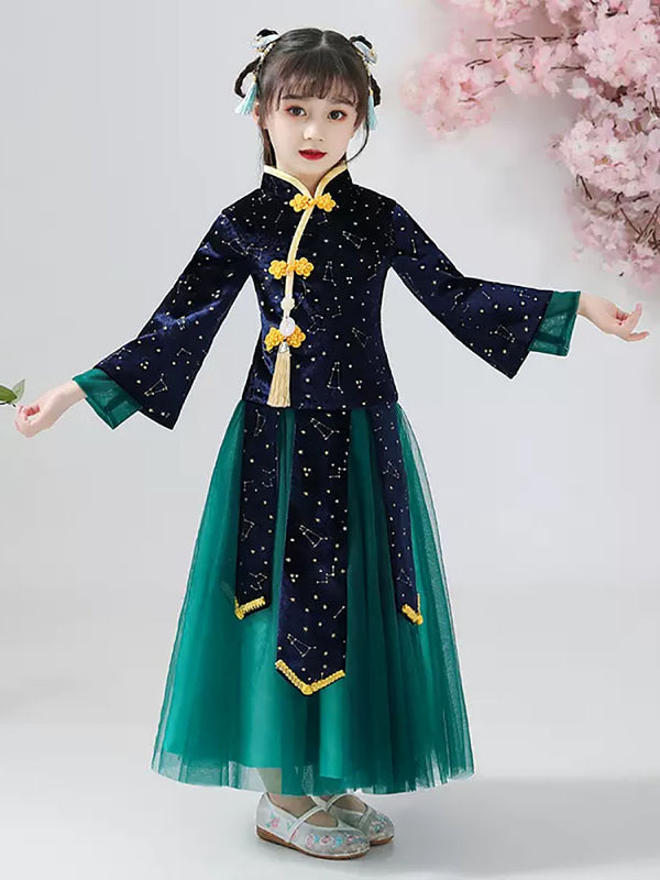 Autumn/Winter Girl's National Style Han Costume Thickened Long Sleeved Tang Suit - Dorabear