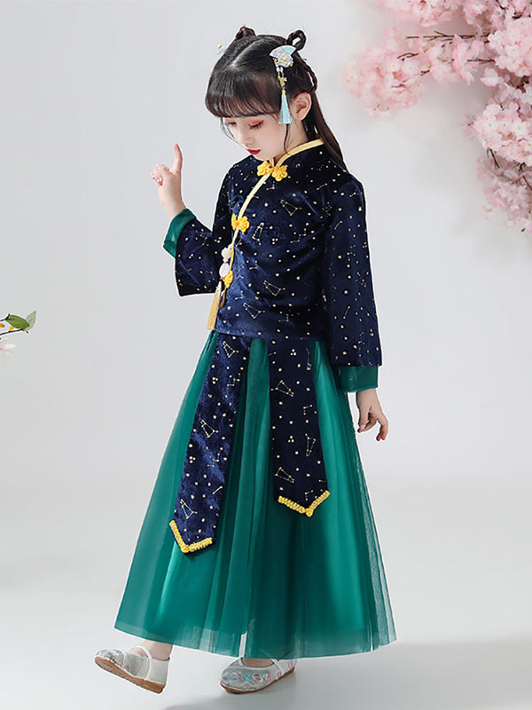 Autumn/Winter Girl's National Style Han Costume Thickened Long Sleeved Tang Suit - Dorabear