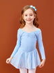 Autumn/Winter Front Collar Gathered Long Sleeve Ballet Dress - Dorabear