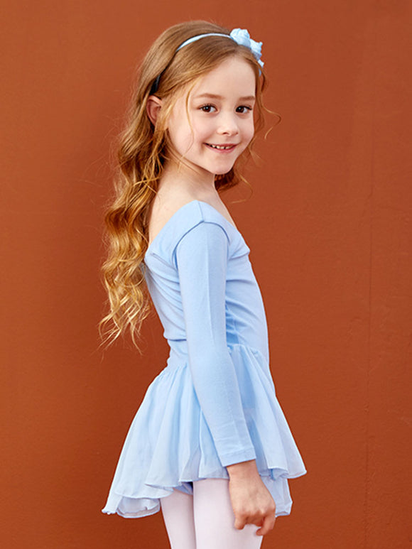 Autumn/Winter Front Collar Gathered Long Sleeve Ballet Dress - Dorabear