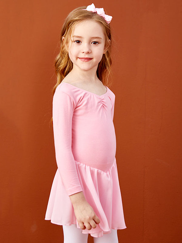 Autumn/Winter Front Collar Gathered Long Sleeve Ballet Dress - Dorabear