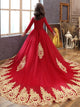 Autumn/Winter Girls Princess Dress Trailing Performance Costume Long Sleeve Wedding Gown - Dorabear