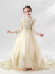 Autumn/Winter Girls Princess Dress Trailing Performance Costume Long Sleeve Wedding Gown - Dorabear