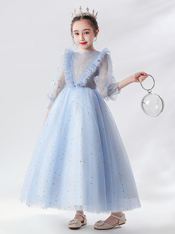 Autumn/Winter Girls' Gown Princess Dress Flower Girl Wedding Dress Piano Performance Costume - Dorabear