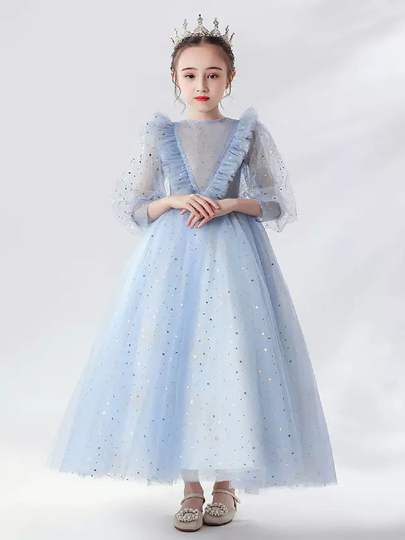 Autumn/Winter Girls' Gown Princess Dress Flower Girl Wedding Dress Piano Performance Costume - Dorabear