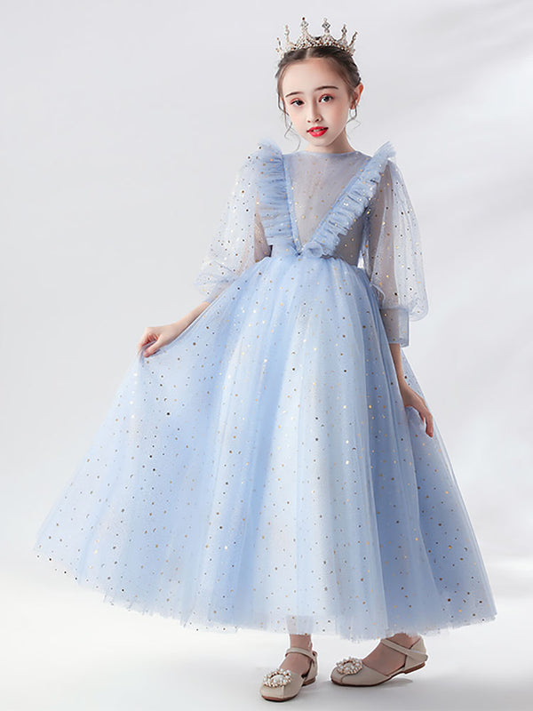 Autumn/Winter Girls' Gown Princess Dress Flower Girl Wedding Dress Piano Performance Costume - Dorabear