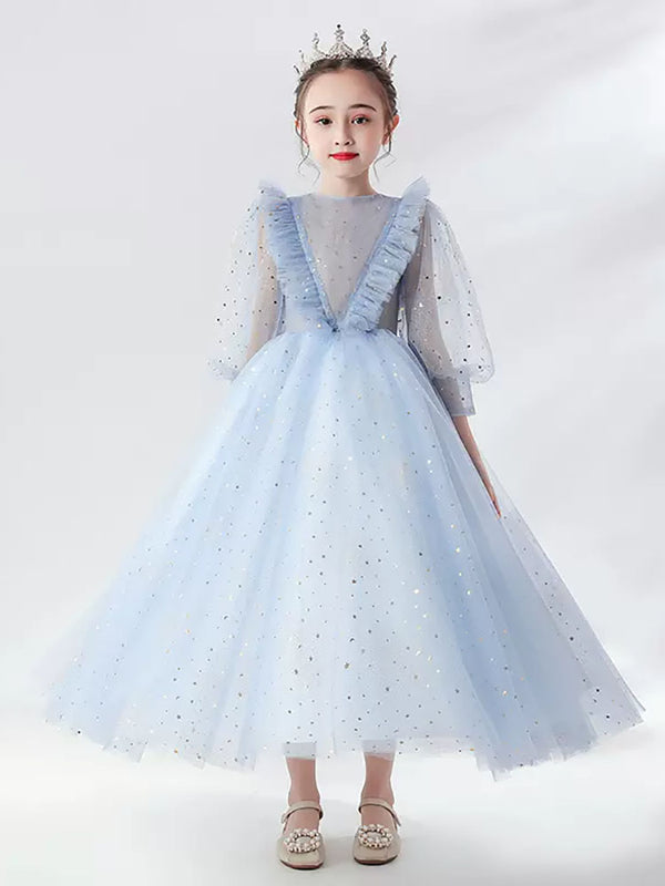 Autumn/Winter Girls' Gown Princess Dress Flower Girl Wedding Dress Piano Performance Costume - Dorabear