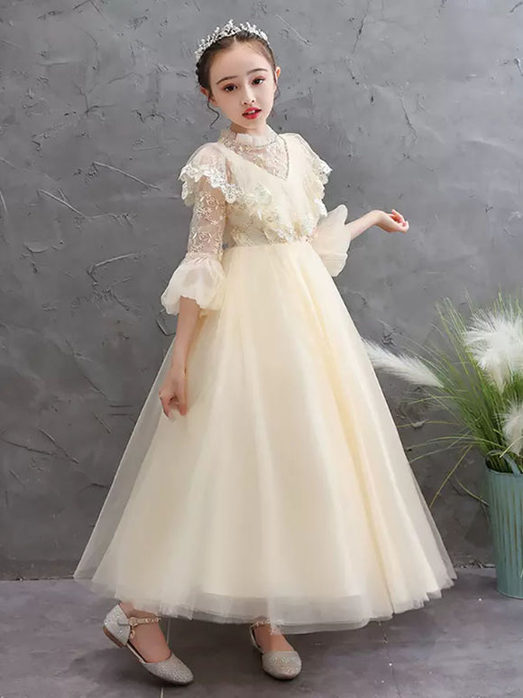 Autumn/Winter Girls' Piano Performance Costume Banquet Gown Flower Girl Wedding Dress - Dorabear