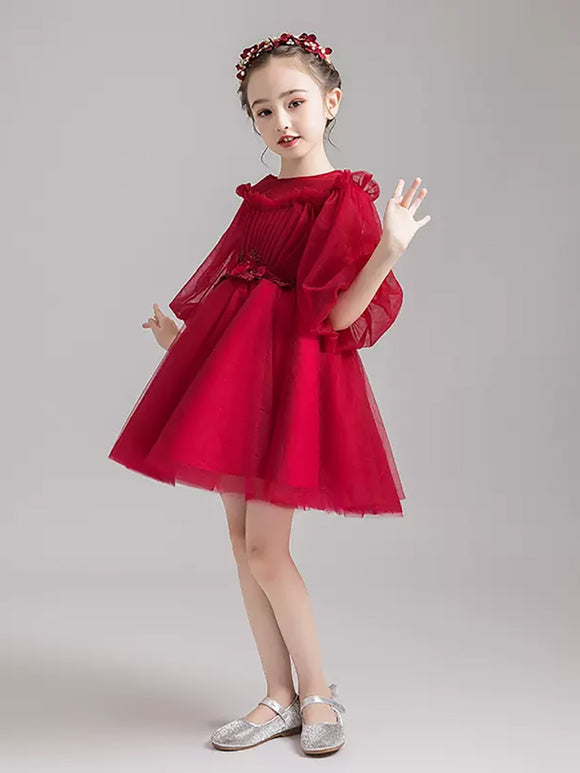 Autumn/Winter Girls' Princess Dress Catwalk Long Sleeve Performance Costume Gown - Dorabear