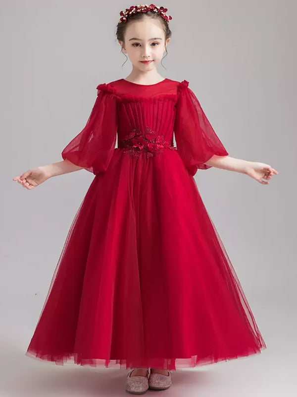 Autumn/Winter Girls' Princess Dress Catwalk Long Sleeve Performance Costume Gown - Dorabear