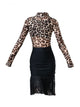 Autumn/Winter Long-sleeved Leopard Print Latin Dance Clothes - Dorabear