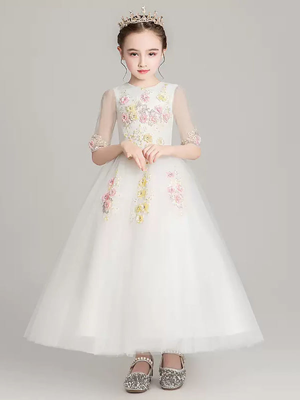 Autumn/Winter Long Sleeve Performance Costume Girls Evening Gown Princess Dress - Dorabear