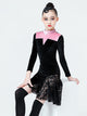 Autumn/Winter Long Sleeve Turtleneck Velvet Latin Dance Suits - Dorabear