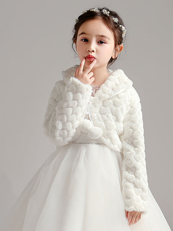 Autumn/Winter Long Sleeved Thickened Shawl Flower Girl's Plush Waistcoat - Dorabear