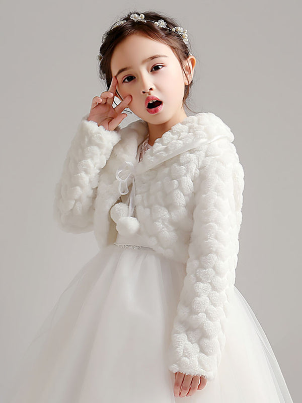 Autumn/Winter Long Sleeved Thickened Shawl Flower Girl's Plush Waistcoat - Dorabear