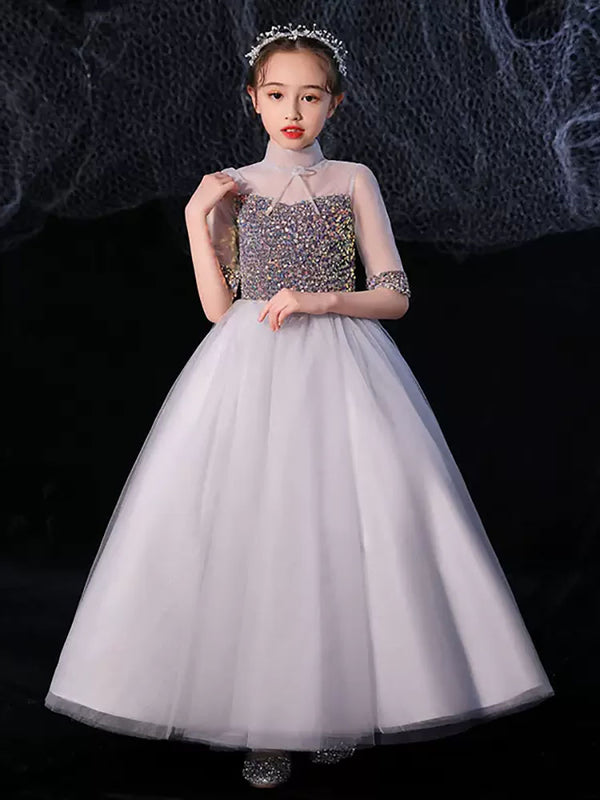 Autumn/Winter Performance Costume Girls' Evening Gown Birthday Princess Dress Flower Girl Wedding Dress - Dorabear