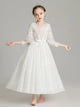 Autumn/Winter Piano Performance Costume Flower Girl Wedding Dress Puffy Evening Gown - Dorabear