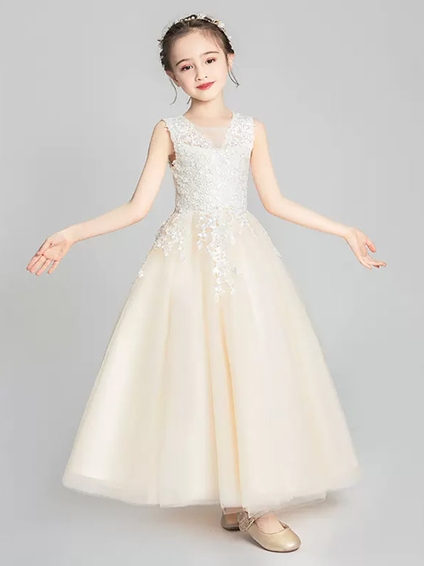 Autumn/Winter Piano Performance Costume Flower Girl's Wedding Gown Princess Dress - Dorabear